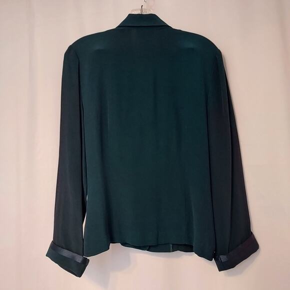 Vintage Audio by Connie Anderson Teal Blue Two Piece Button Down Shirt Skirt Set - Picture 4 of 15